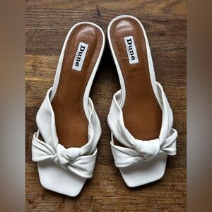 Dune: White Knot Front Slide Sandals